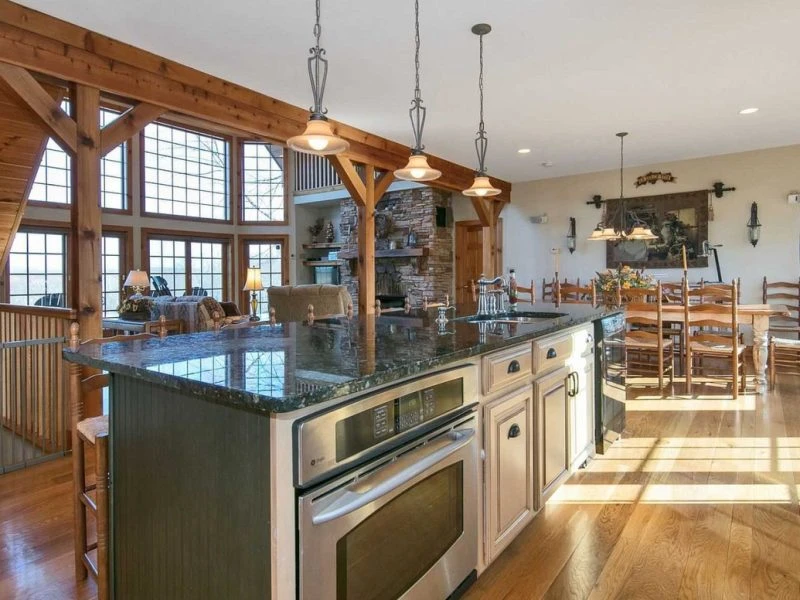 wide angle view of the first floor of the farmhouse
